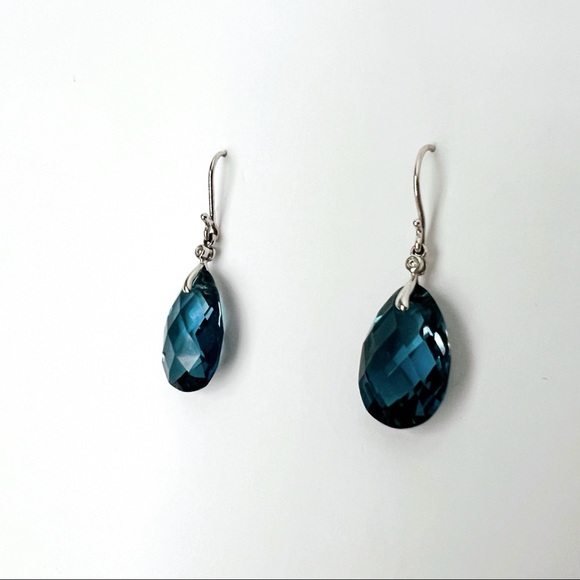 $3500 H.Stern blue topaz and diamond drop dangle earrings statement jewelry YG - Picture 3 of 5
